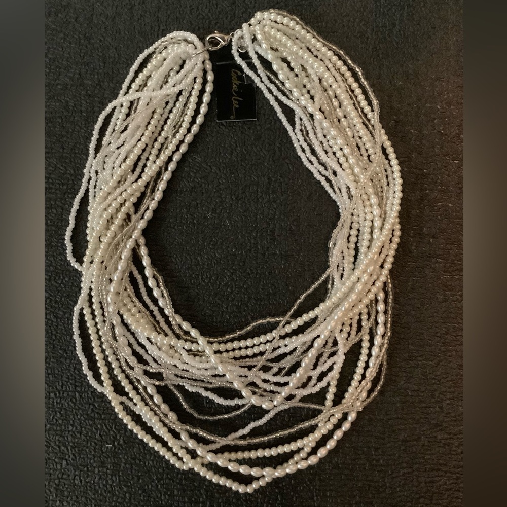 NWT Cookie Lee Glass Slider Ring Necklace